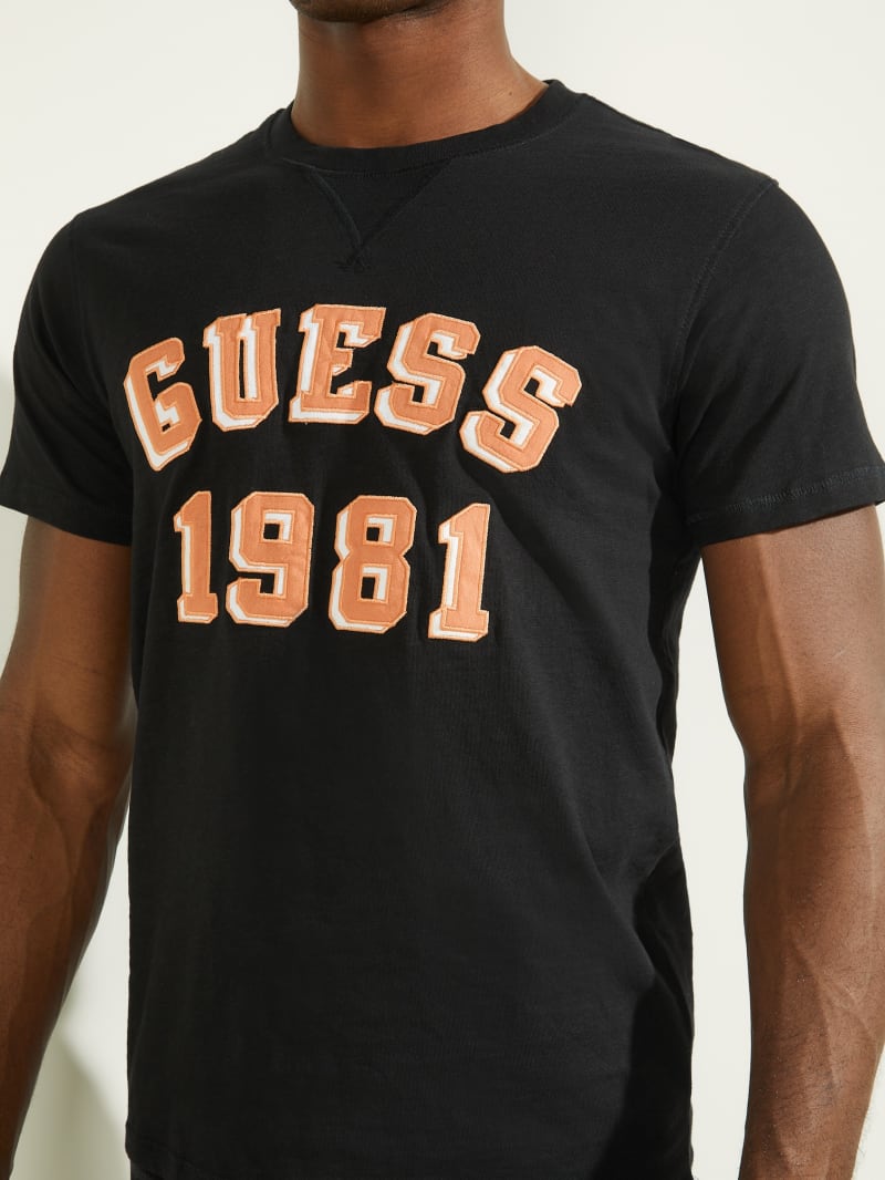 Koszulki Męskie Guess Academy Tee Czarne | 2164058-UV