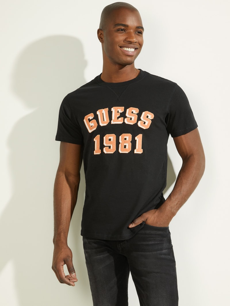 Koszulki Męskie Guess Academy Tee Czarne | 2164058-UV