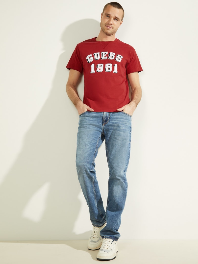 Koszulki Męskie Guess Academy Tee Czerwone | 5097624-BP