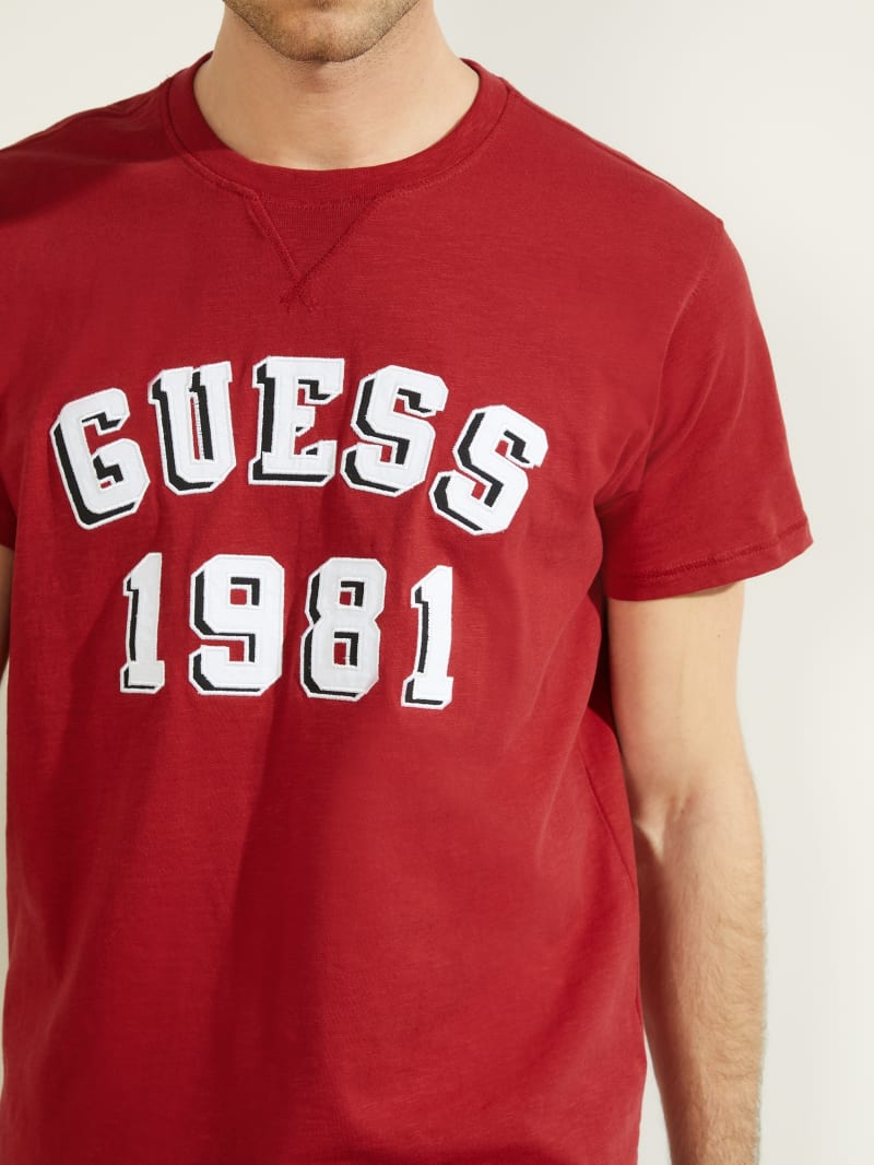 Koszulki Męskie Guess Academy Tee Czerwone | 5097624-BP