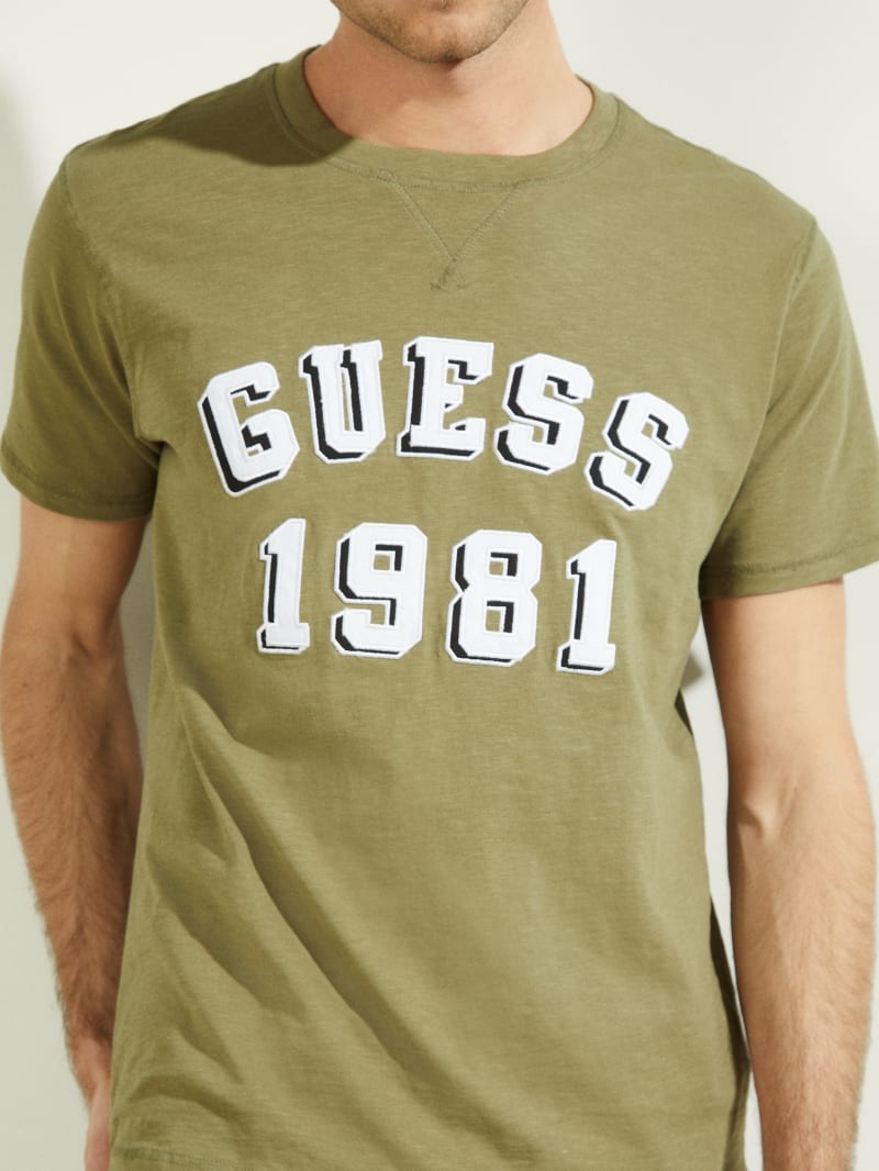 Koszulki Męskie Guess Academy Tee Zielone | 3028417-WC