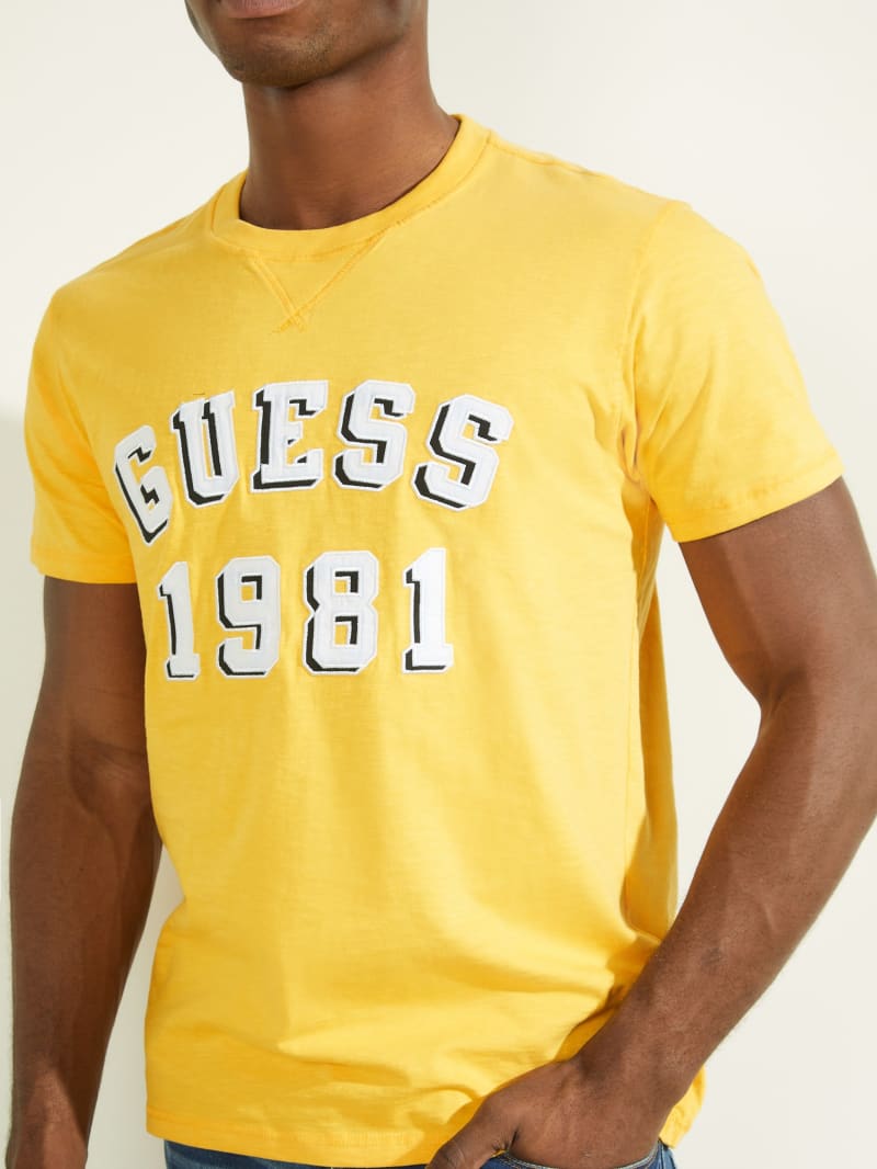 Koszulki Męskie Guess Academy Tee Żółte | 5170624-SJ