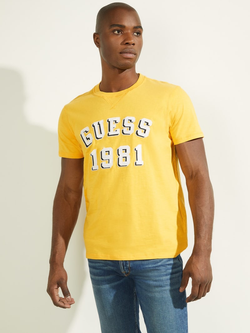 Koszulki Męskie Guess Academy Tee Żółte | 5170624-SJ