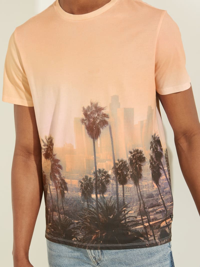 Koszulki Męskie Guess Eco DTLA Sunset Tee Pomarańczowe | 4973260-IK