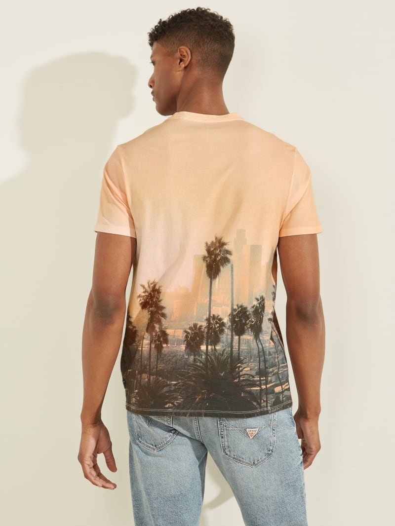 Koszulki Męskie Guess Eco DTLA Sunset Tee Pomarańczowe | 4973260-IK