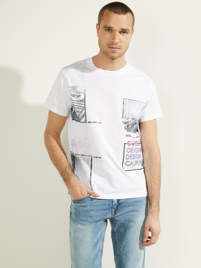 Koszulki Męskie Guess Eco Waxy Tee Białe | 1546987-RK