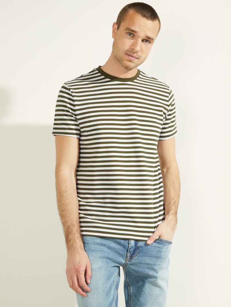 Koszulki Męskie Guess Finn Pique Striped Tee Kolorowe | 8305612-ID