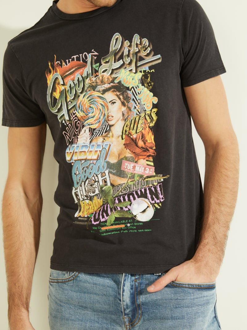 Koszulki Męskie Guess Good Life Tee Czarne | 4128906-ZA