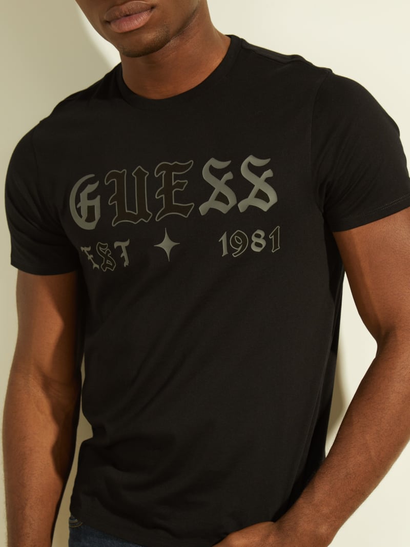 Koszulki Męskie Guess Gothic Logo Tee Czarne | 9073462-YH