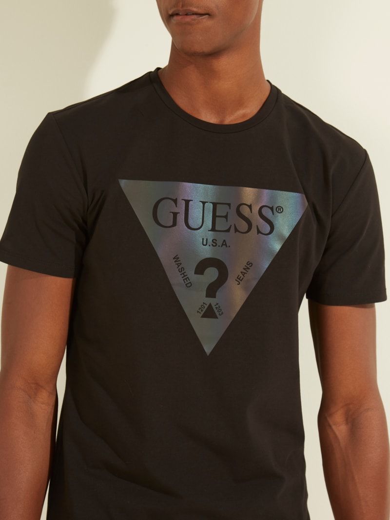 Koszulki Męskie Guess Iridescent Logo Graphic Tee Czarne | 4320856-TI