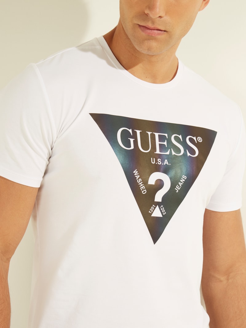 Koszulki Męskie Guess Iridescent Logo Graphic Tee Białe | 4931807-KG