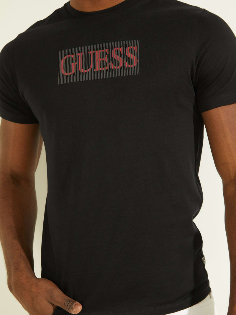 Koszulki Męskie Guess Logo Tee Czarne | 6451270-MZ