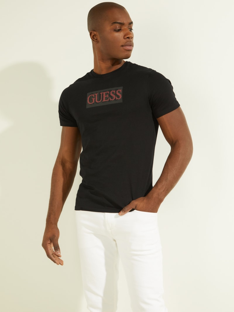 Koszulki Męskie Guess Logo Tee Czarne | 6451270-MZ