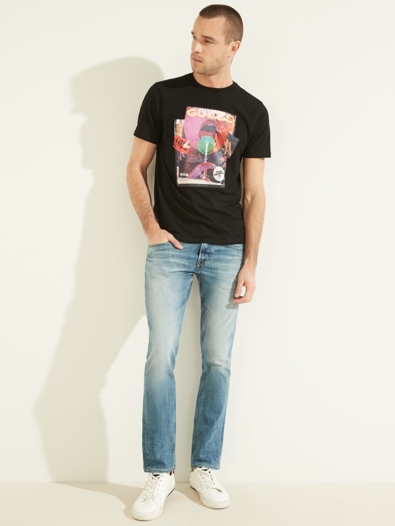 Koszulki Męskie Guess Magazine Tee Czarne | 7954826-GZ