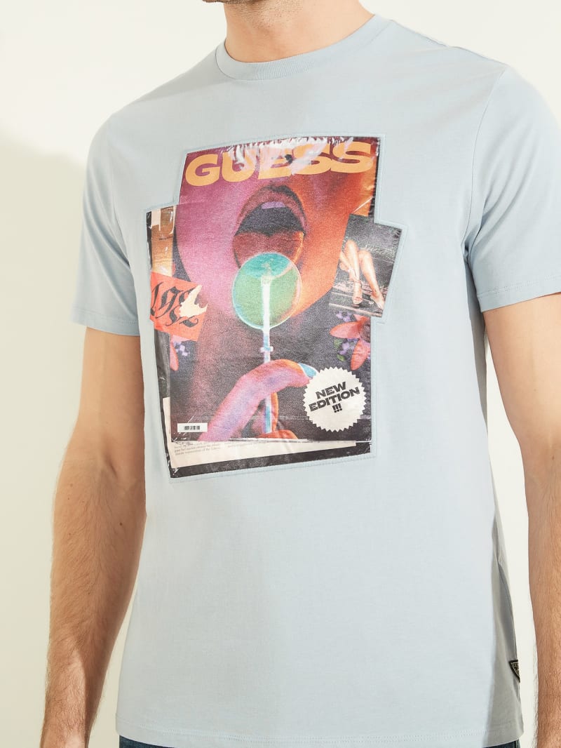 Koszulki Męskie Guess Magazine Tee Niebieskie | 6935128-UE