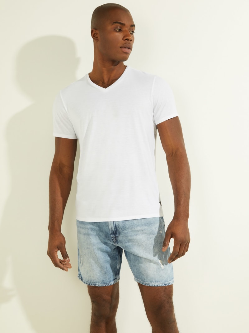 Koszulki Męskie Guess Mason Yoke V-Neck Tee Białe | 8267091-PW