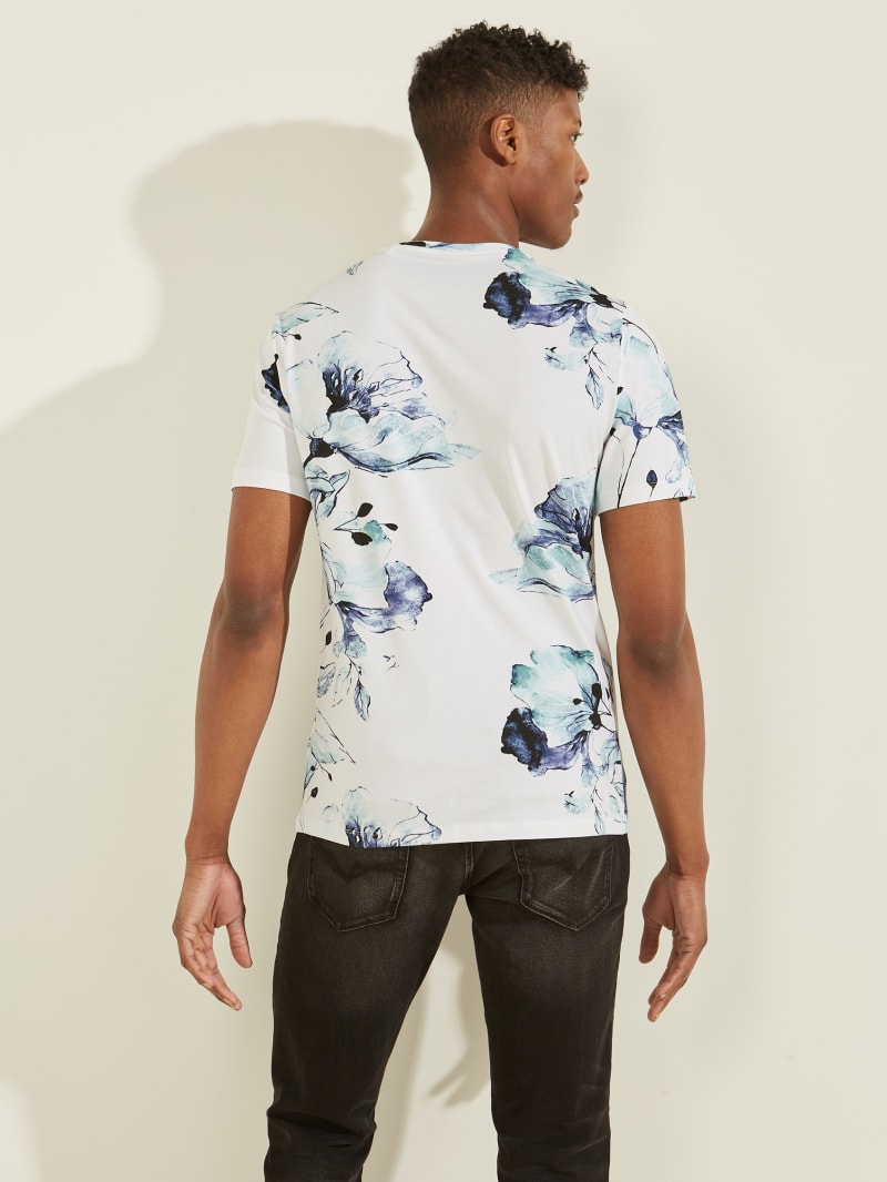 Koszulki Męskie Guess Natt Floral Tee Niebieskie | 1793628-MZ