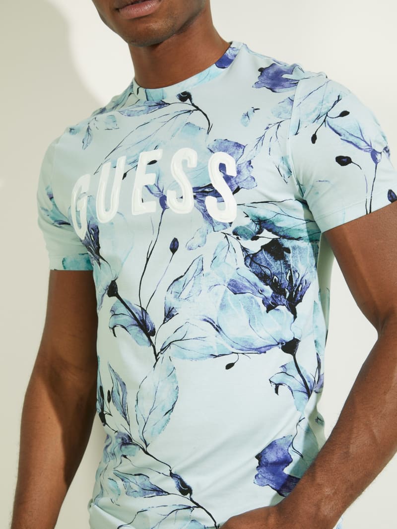 Koszulki Męskie Guess Natt Floral Tee Niebieskie | 5678192-QZ