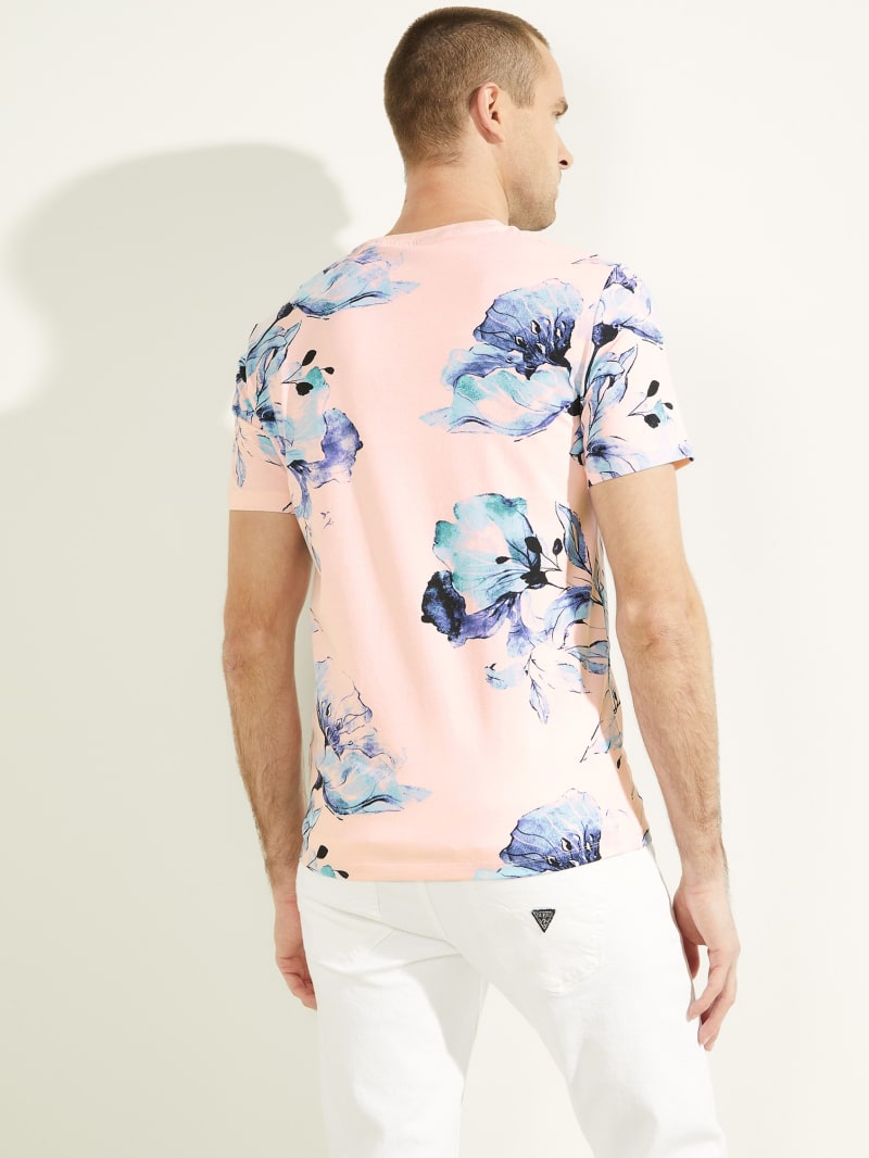 Koszulki Męskie Guess Natt Floral Tee Różowe | 0526974-OH