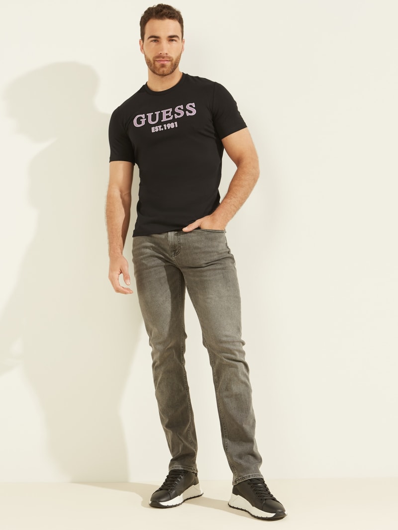 Koszulki Męskie Guess Point Logo Tee Czarne | 2415938-IJ