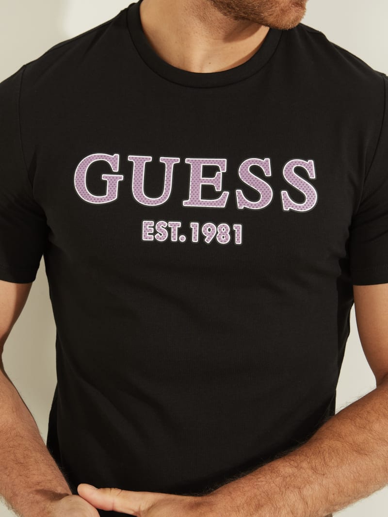 Koszulki Męskie Guess Point Logo Tee Czarne | 2415938-IJ