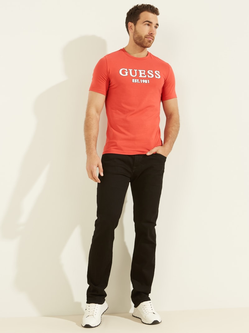 Koszulki Męskie Guess Point Logo Tee Pomarańczowe | 5970143-PD