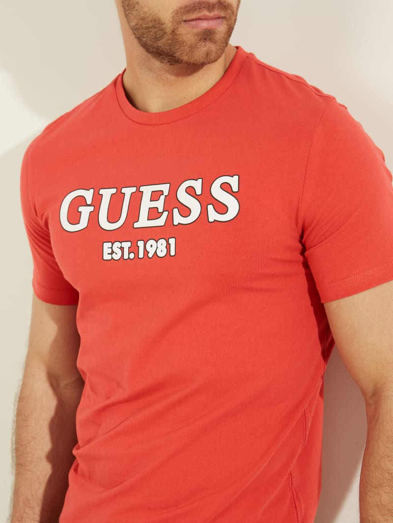 Koszulki Męskie Guess Point Logo Tee Pomarańczowe | 5970143-PD