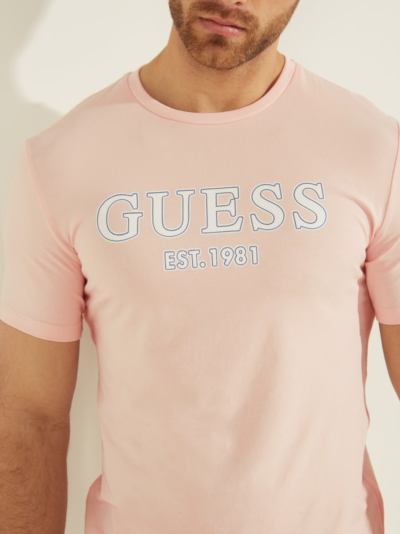 Koszulki Męskie Guess Point Logo Tee Różowe | 1504639-MN