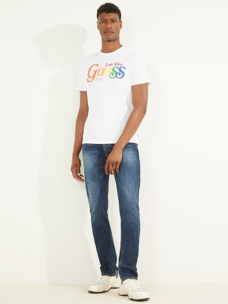 Koszulki Męskie Guess Pride Logo Tee Białe | 2659804-JS