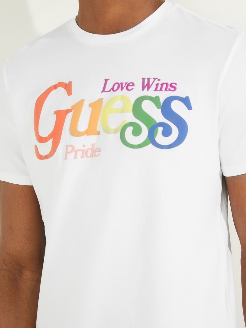 Koszulki Męskie Guess Pride Logo Tee Białe | 2659804-JS