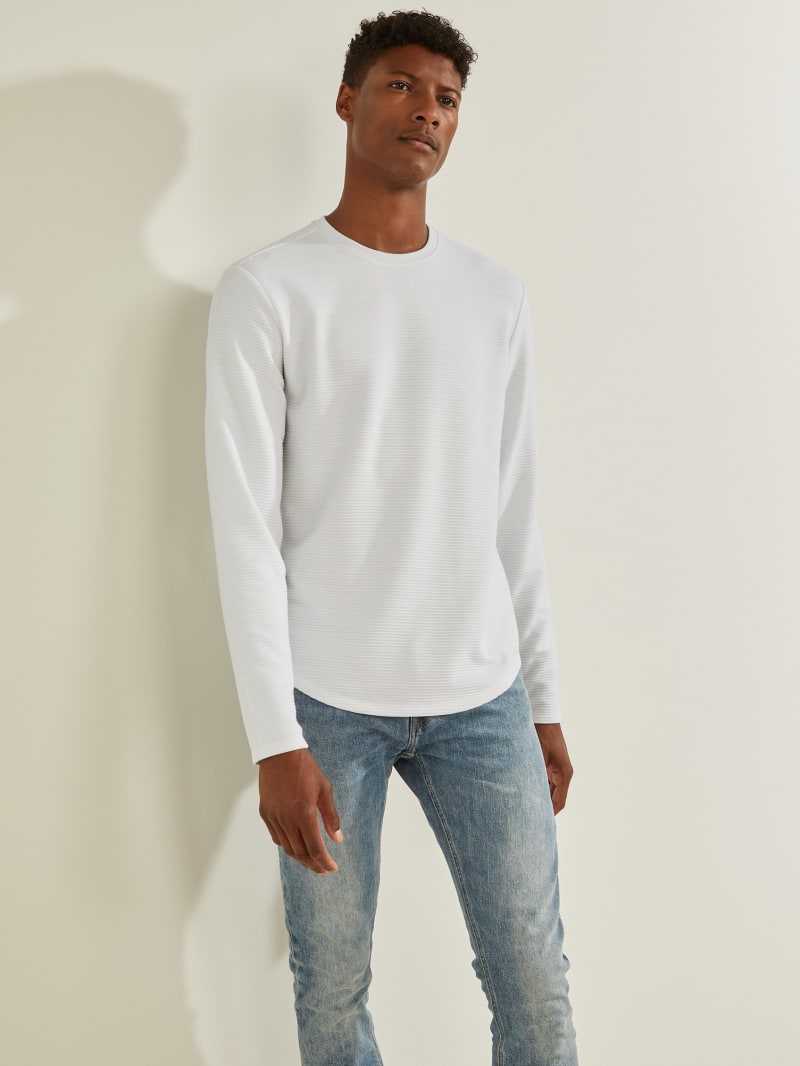 Koszulki Męskie Guess Textured Jersey Crewneck Białe | 7530928-FA