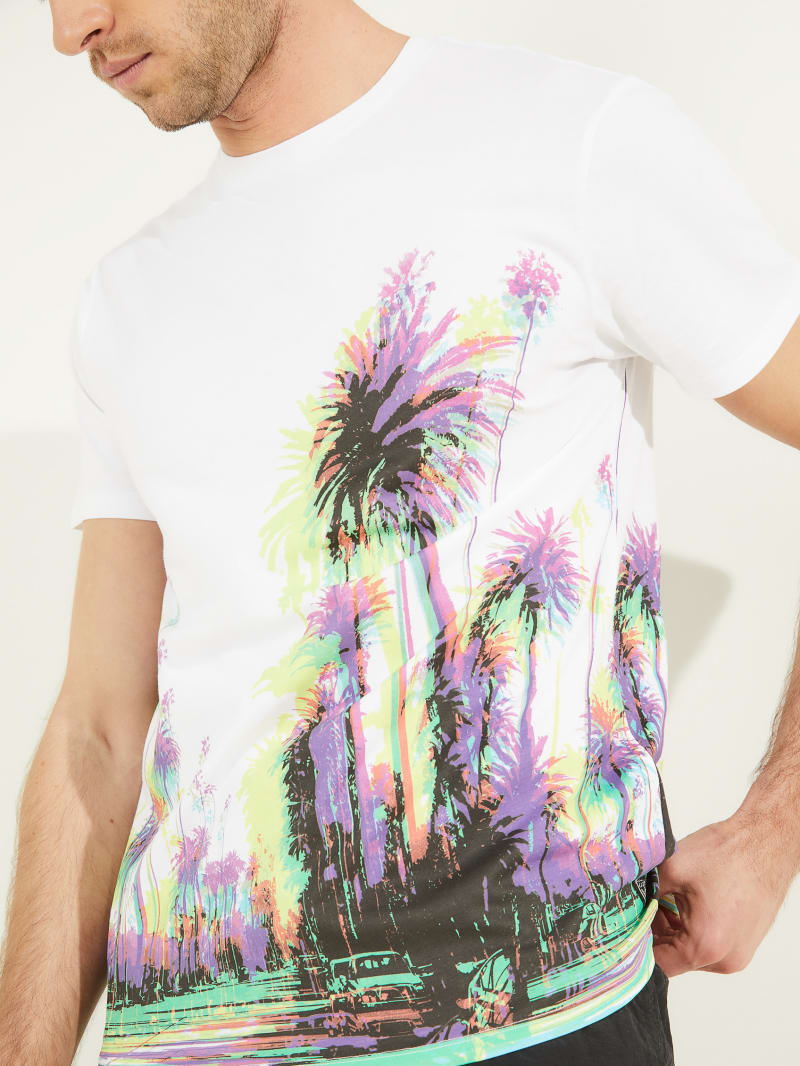 Koszulki Męskie Guess Trippy Palms Tee Białe | 6173502-PQ