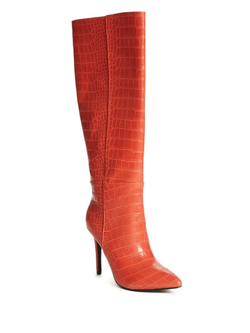 Kozaki Damskie Guess Croc Knee-High Pomarańczowe | 6973854-DF