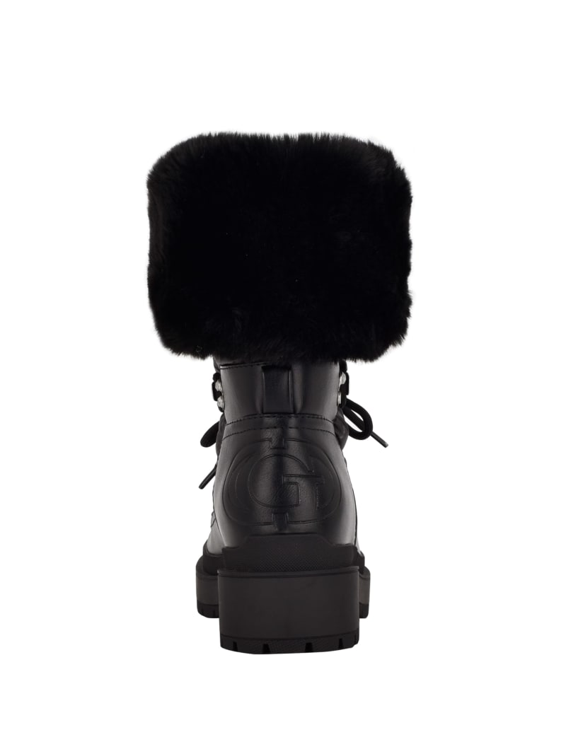 Kozaki Damskie Guess Larya Faux-Fur Snow Czarne | 3026947-QG