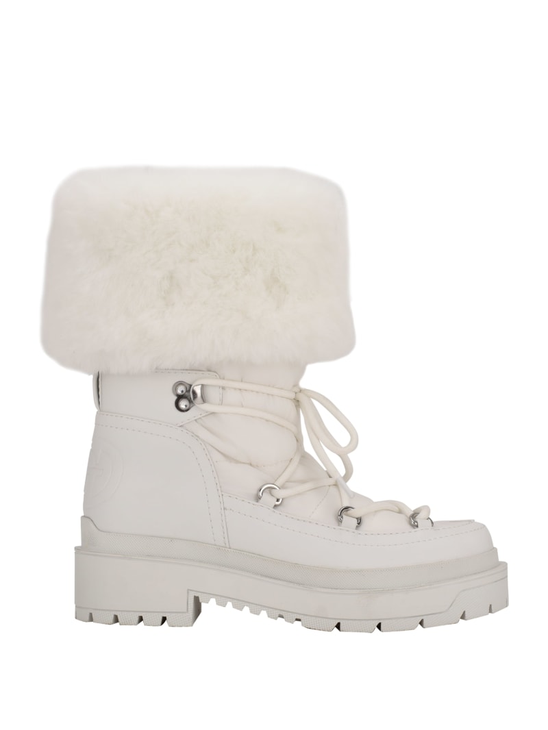 Kozaki Damskie Guess Larya Faux-Fur Snow Białe | 6872530-QG