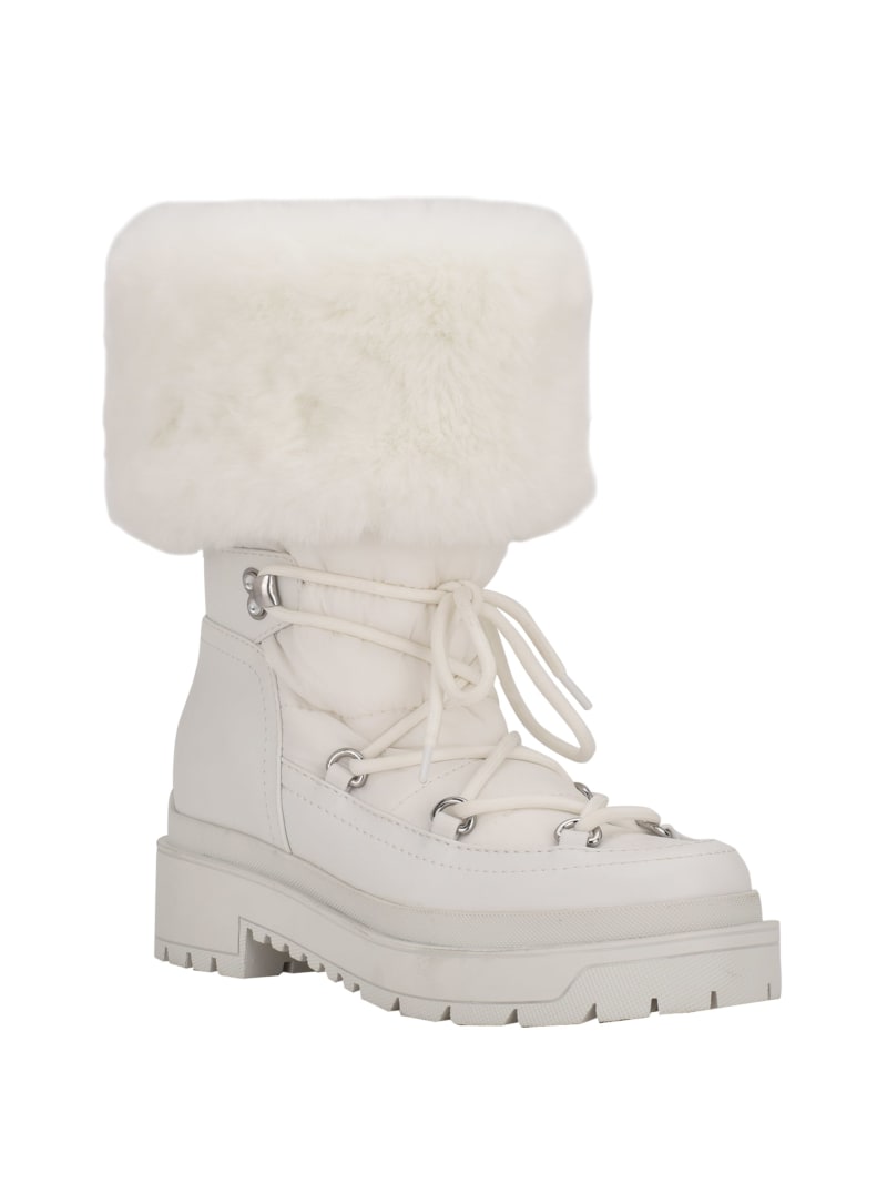 Kozaki Damskie Guess Larya Faux-Fur Snow Białe | 6872530-QG