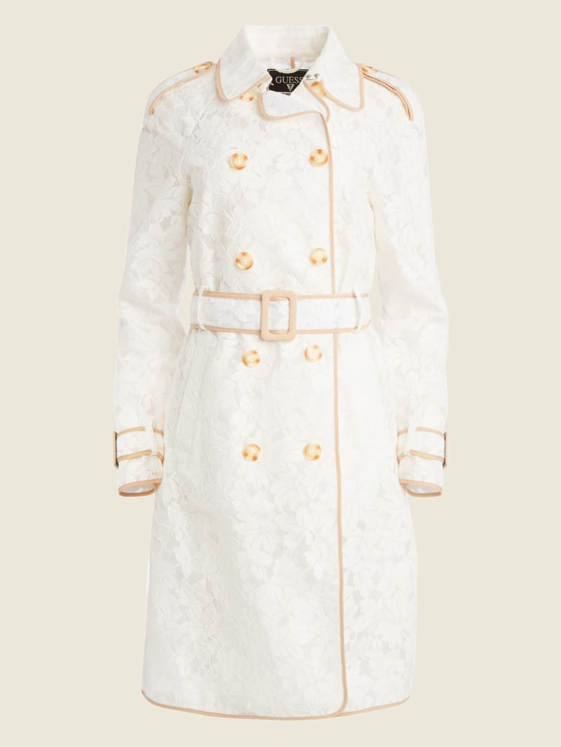 Kurtki Damskie Guess Livia Trench Białe | 2486957-AH