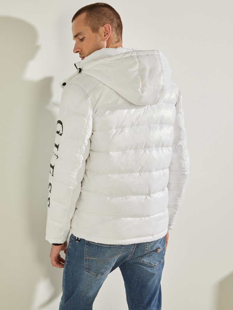 Kurtki Męskie Guess Anthony Logo Puffer Białe | 0456891-EM