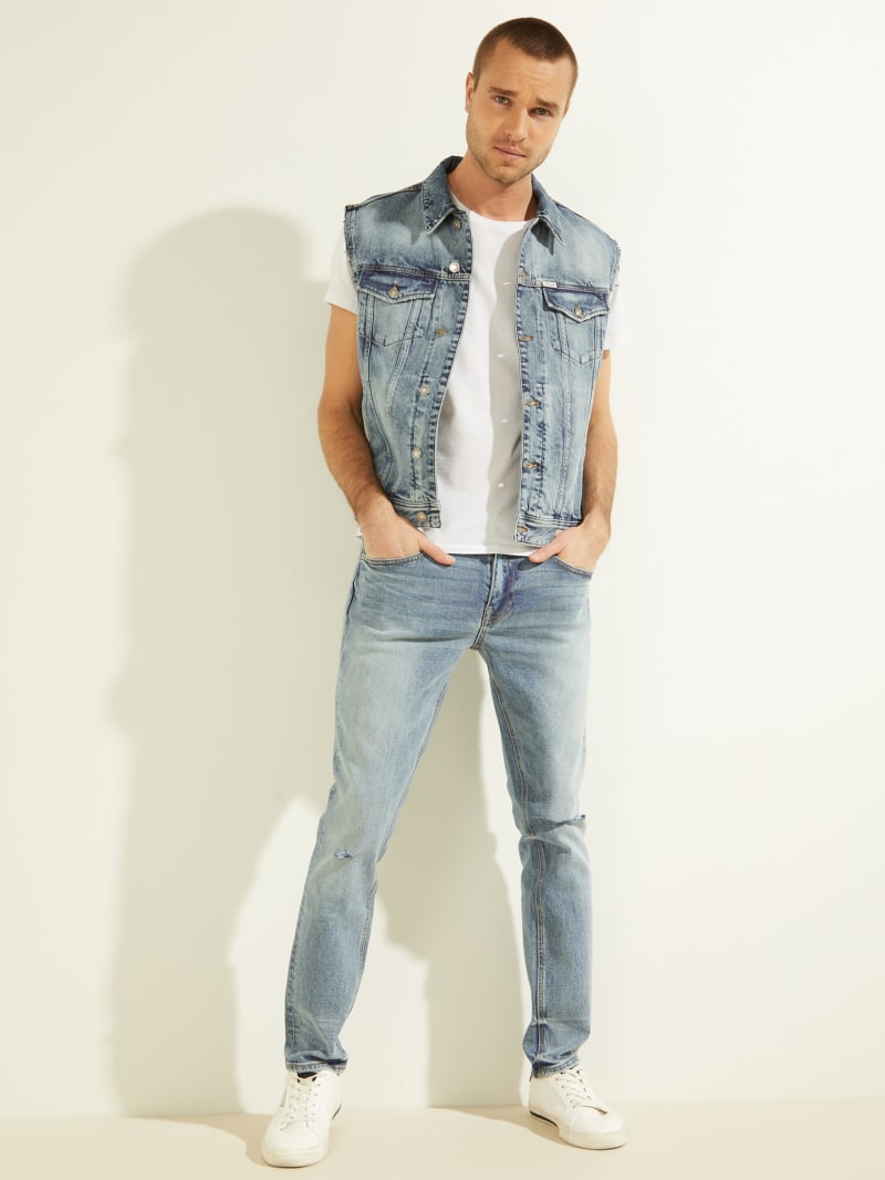 Kurtki Męskie Guess Eco Dillon Denim Vest Niebieskie | 4861059-OL