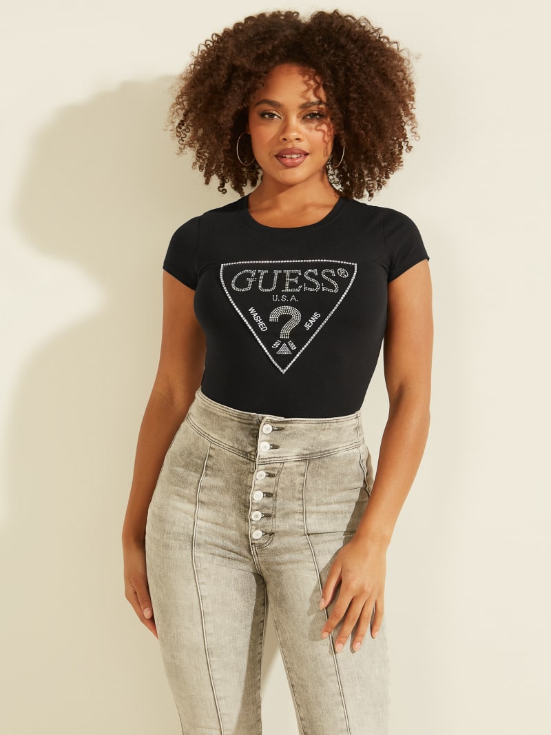 Najfatalniejszy Damskie Guess Amalur Logo Tee Czarne | 2479316-JW