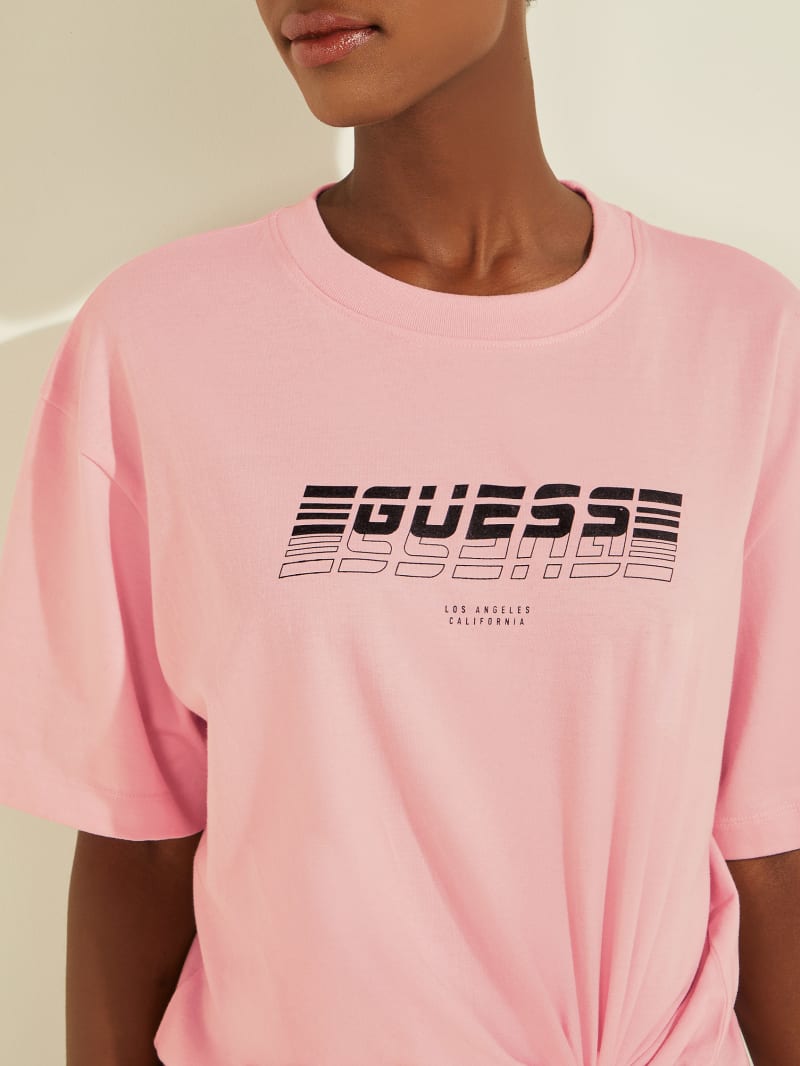 Najfatalniejszy Damskie Guess Eco Dalya Logo Tee Głęboka Różowe | 6798014-UY