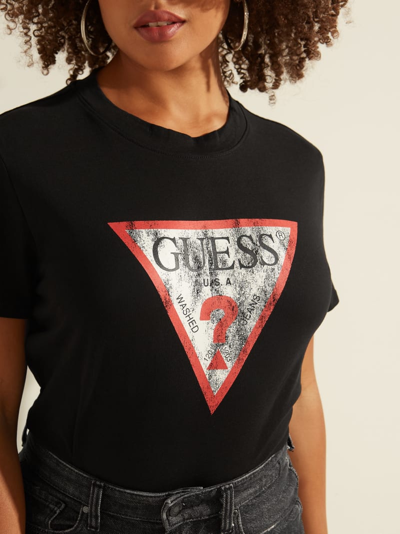 Najfatalniejszy Damskie Guess Eco Klasyczne Logo Tee Czarne | 0134568-UB