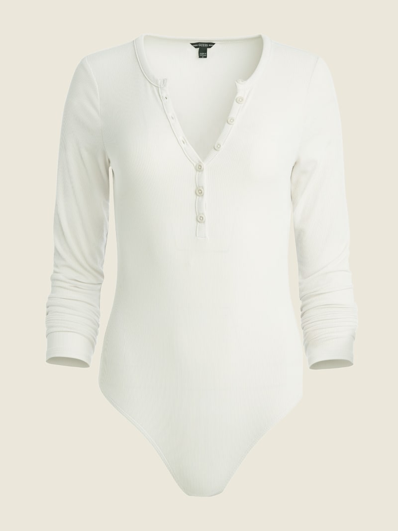 Najfatalniejszy Damskie Guess Sharleen Henley Bodysuit Białe | 6321948-MJ