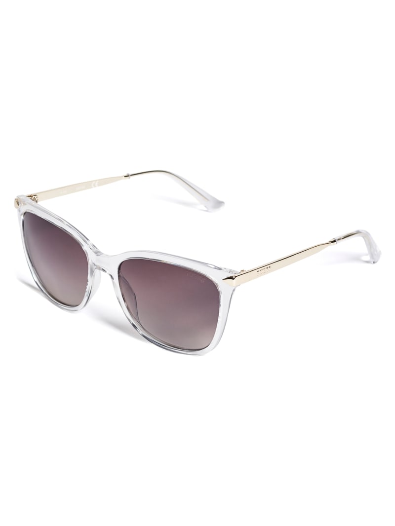 Okulary Słoneczne Damskie Guess Amy Square Srebrne | 7296035-ZS