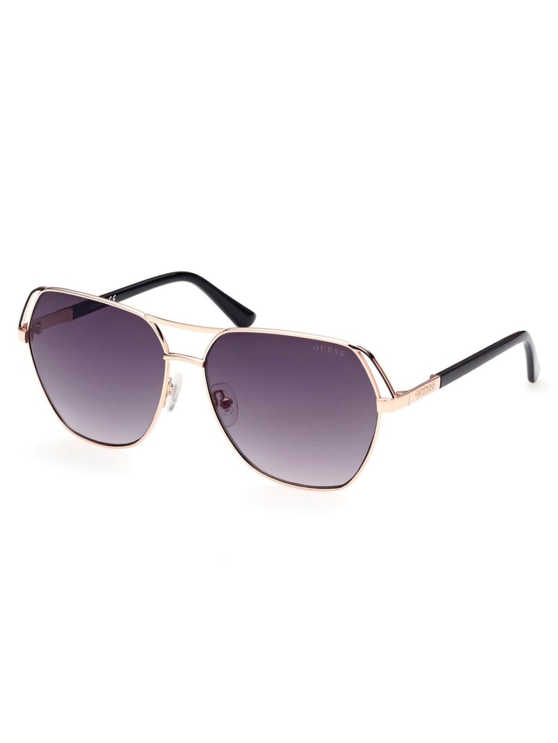 Okulary Słoneczne Damskie Guess Geometric Aviator Białe Złote | 6548903-CW