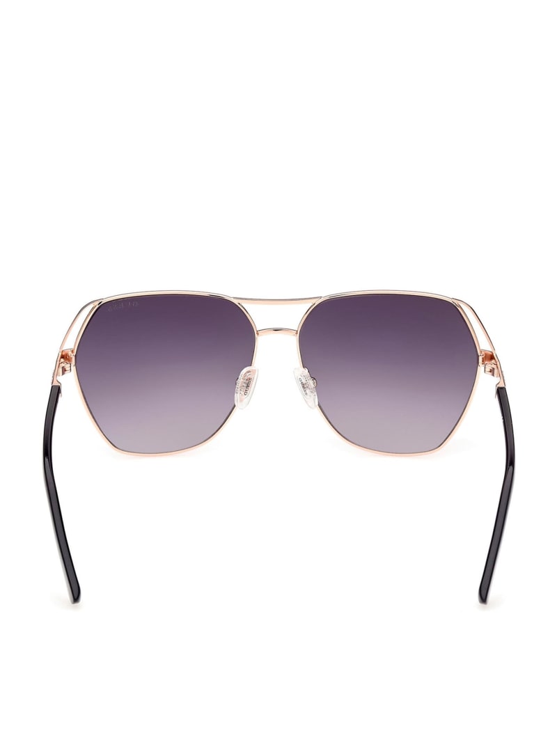 Okulary Słoneczne Damskie Guess Geometric Aviator Białe Złote | 6548903-CW