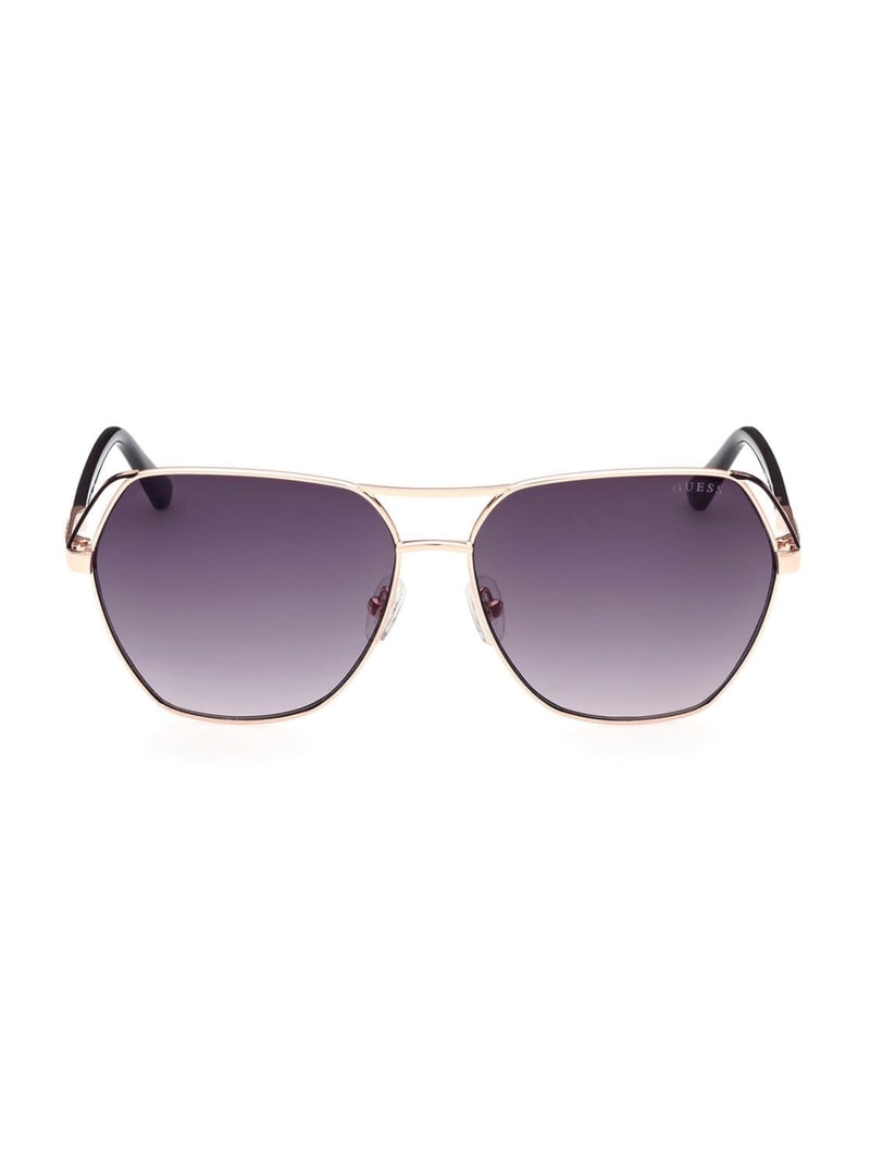 Okulary Słoneczne Damskie Guess Geometric Aviator Białe Złote | 6548903-CW