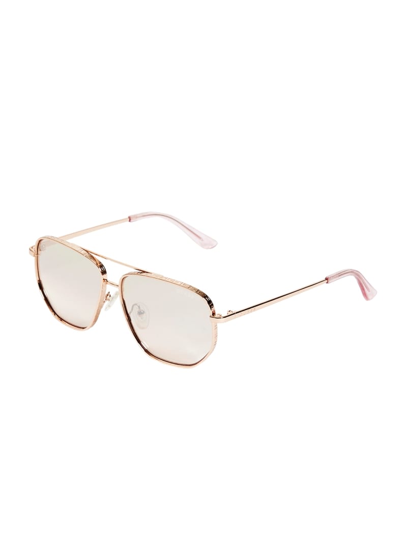 Okulary Słoneczne Damskie Guess Kelly Aviator Różowe Złote | 5160723-HZ