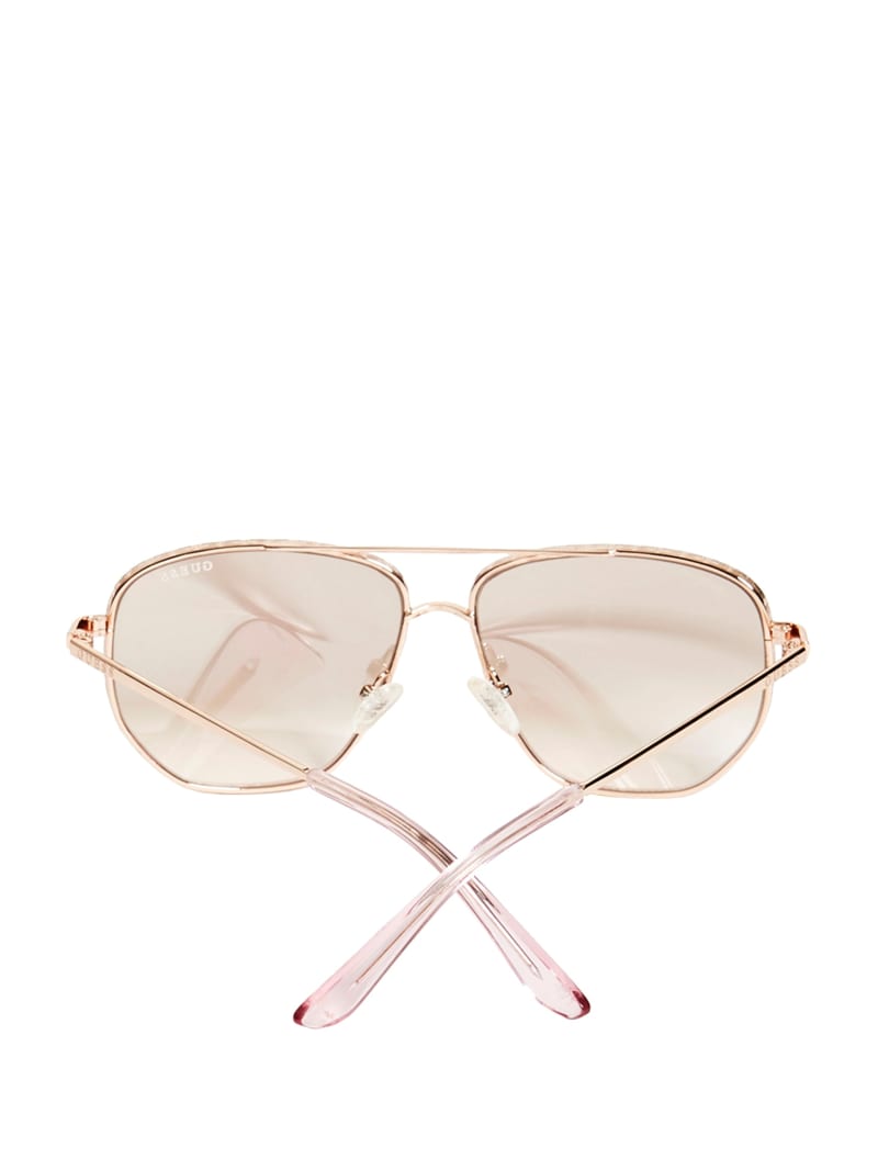 Okulary Słoneczne Damskie Guess Kelly Aviator Różowe Złote | 5160723-HZ