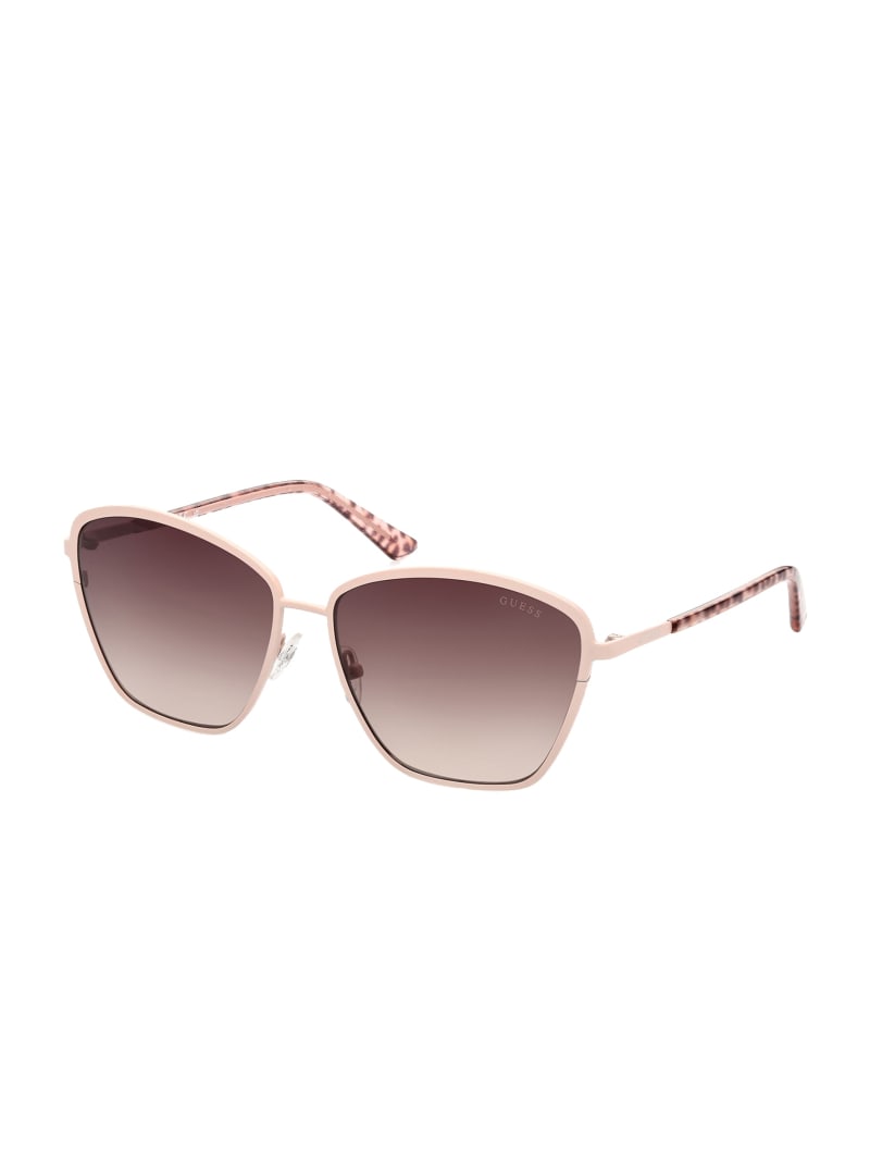 Okulary Słoneczne Damskie Guess Oversized Metal Cat-Eye Beżowe | 0358794-NE